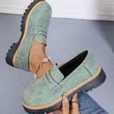 Gudrun | Damen Platform Loafer mit rutschfester Sohle – Grün