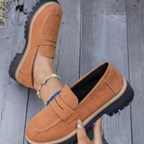 Gudrun | Damen Platform Loafer mit rutschfester Sohle – Braun