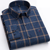 Gunther | Herren Kariertes Langarm Hemd – Marine Blau