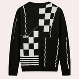 Keion – gestreifte strickjacke für herren – Schwarz