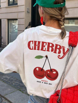 Elena - T-Shirt mit Kirschendruck – Weiß
