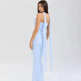 Hanna | Damen Trägerloses Corsagen Maxikleid Raffung – Korsett Maxi Trägerlos 2026 – Hellblau