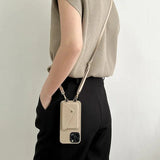 Handyhülle mit Kette Damen – Leder Crossbody Hülle mit Kartenfach Urban Chic – Hellbraun