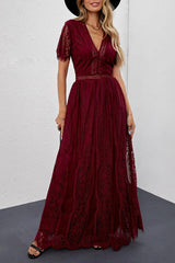 Fleur – Romantisches Spitzen-Maxikleid für besondere Augenblicke – Bordeauxrot