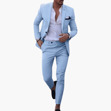 Heinrich | Herren Navy Slim Fit Anzugset – Himmelblau