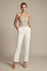Hazel | Herzausschnitt Trägerlos Jumpsuit – Weiß
