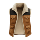 Herren Ärmellose Utility Weste mit Innenfutter und Aufgesetzten Taschen – Khaki