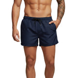 Herren Badeshorts mit elastischem Bund und Kordelzug – Marineblau