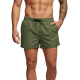 Herren Badeshorts mit elastischem Bund und Kordelzug – Olivegrün