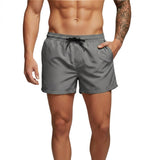 Herren Badeshorts mit elastischem Bund und Kordelzug – Grau