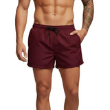 Herren Badeshorts mit elastischem Bund und Kordelzug – Burgunder