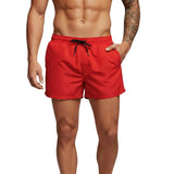 Herren Badeshorts mit elastischem Bund und Kordelzug – Rot