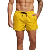 Herren Badeshorts mit elastischem Bund und Kordelzug – Gelb