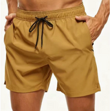 Herren Badeshorts mit elastischem Bund und Kordelzug – Khaki