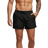 Herren Badeshorts mit elastischem Bund und Kordelzug – Schwarz