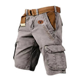 Herren Cargo Shorts mit Gürtel und Yellowstone Logo und Beintaschen – Grau