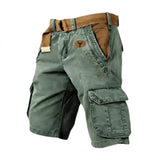 Herren Cargo Shorts mit Gürtel und Yellowstone Logo und Beintaschen – Grün