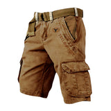 Herren Cargo Shorts mit Gürtel und Yellowstone Logo und Beintaschen – Khaki