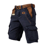 Herren Cargo Shorts mit Gürtel und Yellowstone Logo und Beintaschen – Marineblau