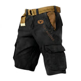 Herren Cargo Shorts mit Gürtel und Yellowstone Logo und Beintaschen – Schwarz