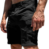 Herren Cargo Shorts mit Knopfverschluss und Seitentaschen – Schwarz
