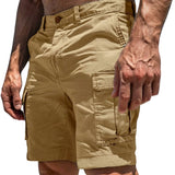 Herren Cargo Shorts mit Knopfverschluss und Seitentaschen – Khaki