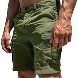 Herren Cargo Shorts mit Knopfverschluss und Seitentaschen – Grün