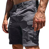Herren Cargo Shorts mit Knopfverschluss und Seitentaschen – Grau