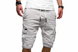 Herren Cargo Shorts mit Kordelzugbund und Mehreren Taschen – Weiß