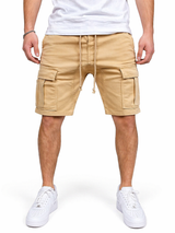 Herren Cargo Shorts mit Kordelzugbund und Pattentaschen – Khaki