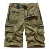Herren Cargo Shorts mit Mehreren Taschen und Reißverschluss – Grün