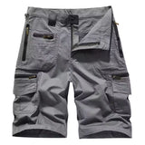 Herren Cargo Shorts mit Mehreren Taschen und Reißverschluss – Grau