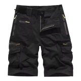 Herren Cargo Shorts mit Mehreren Taschen und Reißverschluss – Schwarz