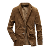 Herren Cordblazer mit Reverskragen und Knopfverschluss – Braun
