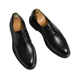 Herren-Derby-Schuhe mit glänzender Oberfläche und dicker Sohle – Mattschwarz