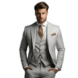 Herren-Dreiteiliger Anzug mit Sakko, Weste und Hose – Grau