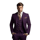 Herren-Dreiteiliger Anzug mit Sakko, Weste und Hose – Lila