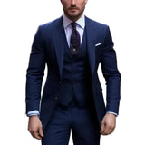 Herren Dreiteiliger Anzug Set mit Sakko, Weste und Hose – Dunkelblau