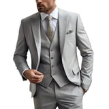 Herren Dreiteiliger Anzug Set mit Sakko, Weste und Hose – Grau