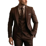 Herren Dreiteiliger Anzug Set mit Sakko, Weste und Hose – Braun