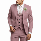 Herren Dreiteiliger Anzug Set mit Sakko, Weste und Hose – Rosa