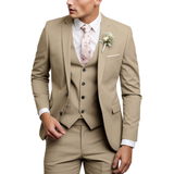 Herren Dreiteiliger Anzug Set mit Sakko, Weste und Hose – Hellbraun