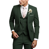 Herren Dreiteiliger Anzug Set mit Sakko, Weste und Hose – Dunkelgrün