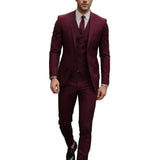 Herren Dreiteiliger Anzug Set mit Sakko, Weste und Hose – Weinrot