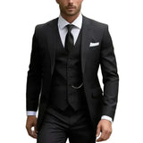 Herren Dreiteiliger Anzug Set mit Sakko, Weste und Hose – Schwarz