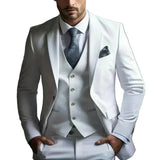 Herren Dreiteiliger Anzug Set mit Sakko, Weste und Hose – Weiß
