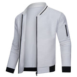 Herren Gesteppte Jacke mit Reißverschluss, Stehkragen und Ärmeltasche – Weiß