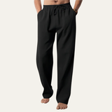 Herren-Hanfhose mit geradem Bein und Kordelzug – Schwarz
