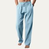 Herren-Hanfhose mit geradem Bein und Kordelzug – Hellblau