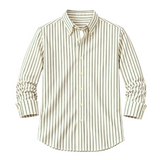 Herren Hemd mit Button-Down-Kragen, langen Ärmeln und Streifenmuster – Gelb